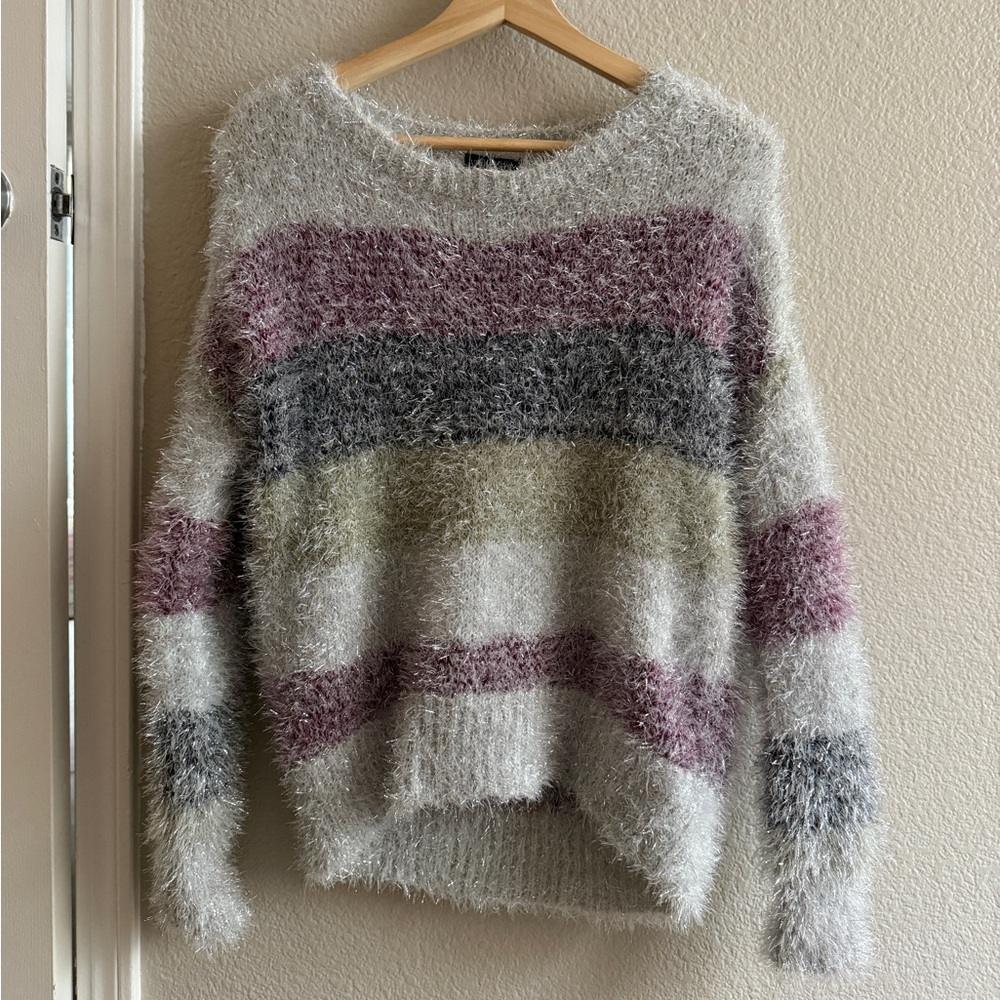 fuzzy oversized shiny sweater